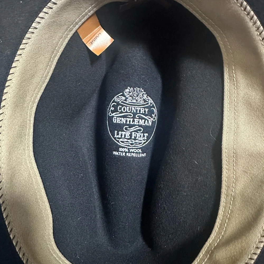 Country Gentleman Lite Felt Black 100% Wool Hat Size Large